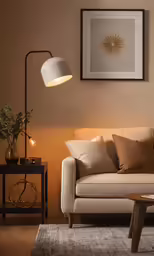 a couch in a living room with pillows on it
