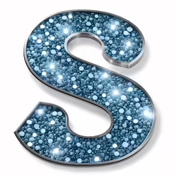 the letter s with sparkling dots in silver and blue