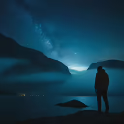 a person looking at the stars and milky in the night