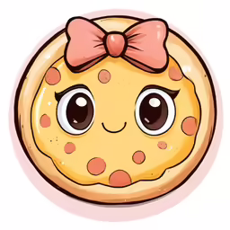 a cute cartoon pizza with a bow on top