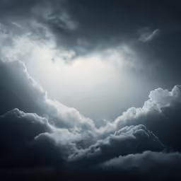 an airplane that is in the sky during some kind of storm