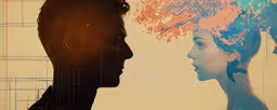 man and woman with their hair in different colors,a couple of people standing next to each other