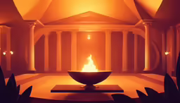 the interior of an empty room is lit up with candlelight