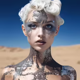 woman with white body paint and white hair
