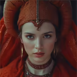 a close up image of a woman in an oriental dress