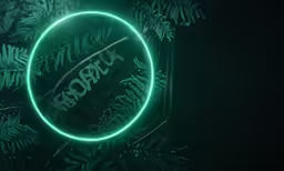 green neon circle over dark background with branches