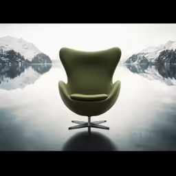 a chair sitting on top of a wooden table