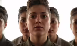 several images of an army uniform girl wearing an army dress