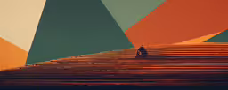 a man standing at the base of a large colorful building,man standing on the top of a colorful structure