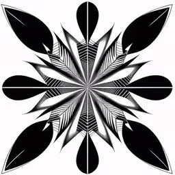 a flower on a white background,an intricate black and white design of leaves