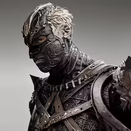 a man in armor is wearing spikes and chain