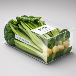 a plastic container filled with different types of vegetables