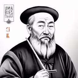 an old - fashioned drawing of a man with a pipe