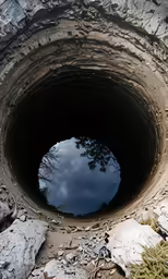 a view into a puddle on top of rocks