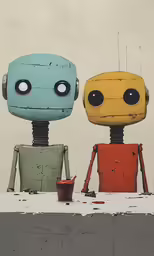 an image of two robot in the sky
