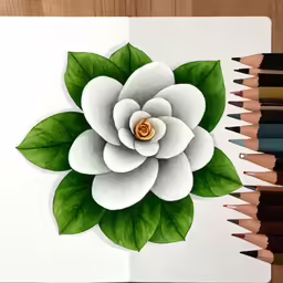 a drawing of a flower with colored pencils