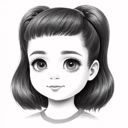 a girl with long hair and big eyelashes