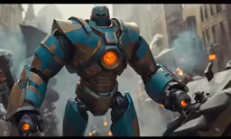 a man in armor and an orange light