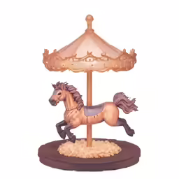 the wooden horse stands atop the platform
