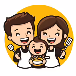 three people holding up a pancake with one person smiling at the camera