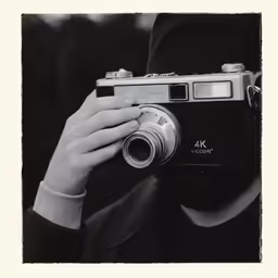a person is holding a camera and taking a picture