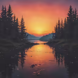 a pond with some water and trees near it