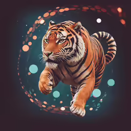 a 3d drawing of a tiger running
