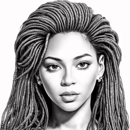 a penciled drawing of a woman with twists in her hair