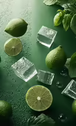 three limes and three slices of lime ice
