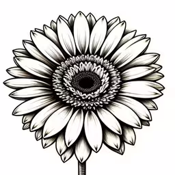 a drawing of a flower with a black stroke,a drawing of a sunflower
