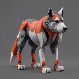 a 3d image of a dog model on a grey background