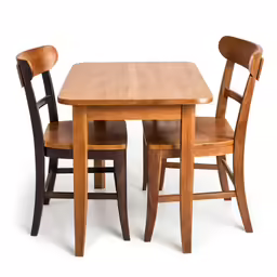 two chairs and a table are shown in this image