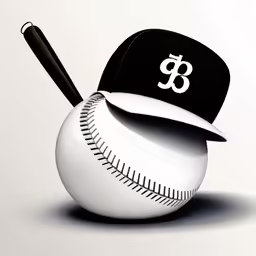 baseball cap and bat with the number 3 on it