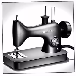 a black and white photo of an old sewing machine