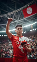 a man stands in front of a crowd of people