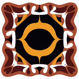 a brown and black square with white circles on top