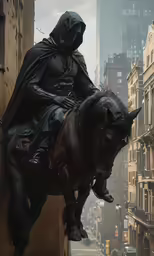 an artisticly painted photo of a statue on top of a horse