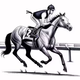 this is an image of a horse and jockey on the track,horse racing artwork print featuring a jockey on a race horse