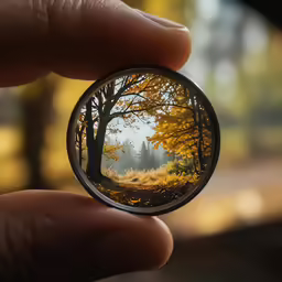 a person holding up a small circular object