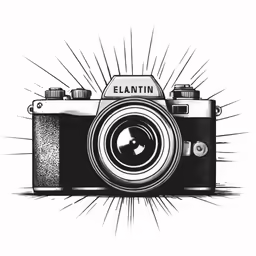 the front of a camera that says elantin with a lens in it