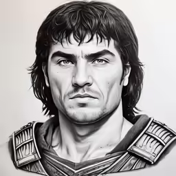 an adult male portrait drawn in black and white