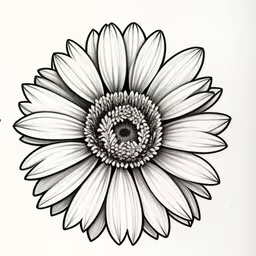 a close up of a flower on a white background,an art work with a black and white flower