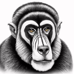 an animal has his face painted in black and white
