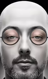 a man is wearing eye glasses and a beard