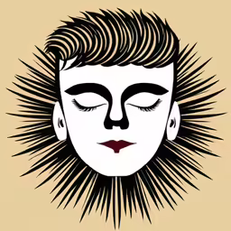 an illustration of a woman with large eyes and long hair