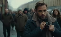 a man taking a picture of himself on a crowded street