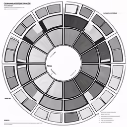the design for a circular table in black and white