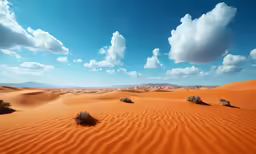 a sandy area with clouds and trees in the background