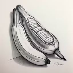 a drawing of some bananas by itself,drawing of two bananas on a paper,an image of a drawing of two bananas,a drawing of some bananas is shown in black and white,a drawing of some bananas hanging out on the wall