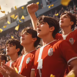 an image of a group of boys standing at a football game